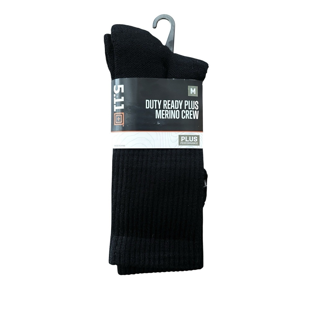5.11 Tactical Duty Ready Plus Merino Crew Socks 10053 Black 1 Pair Uniform NEW